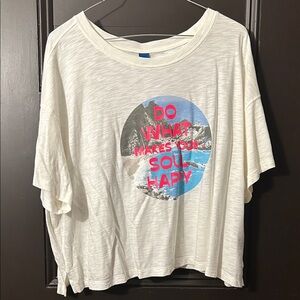 Old Navy White Graphic Tee “Do What Makes Your Soul Happy” Size L.